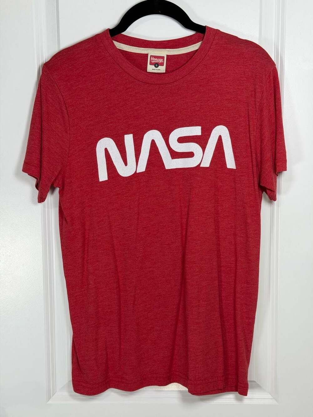 Homage NASA Retro Worm Logo Red Tri-Blend T-Shirt